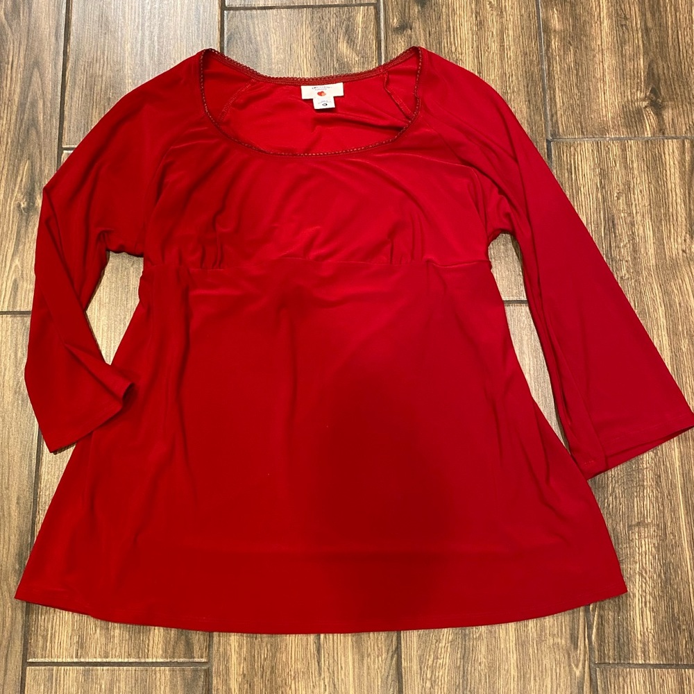 Two Hearts Red Maternity Top